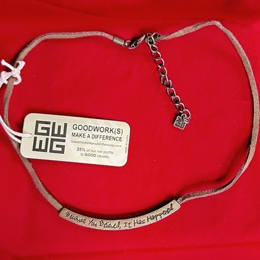 Positive Energy Leather Necklace Because You Believed, It Has Happened